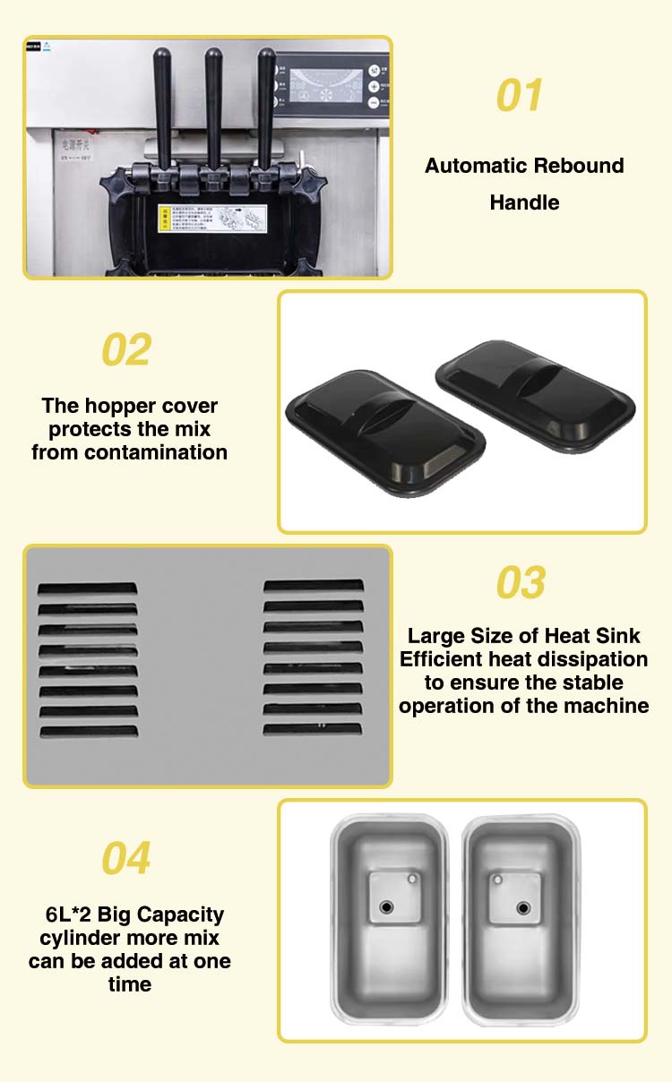 Commercial Gelato Maker Machine - Masaüstü Mini Dondurma Makinesi 18-26L/S Otomatik