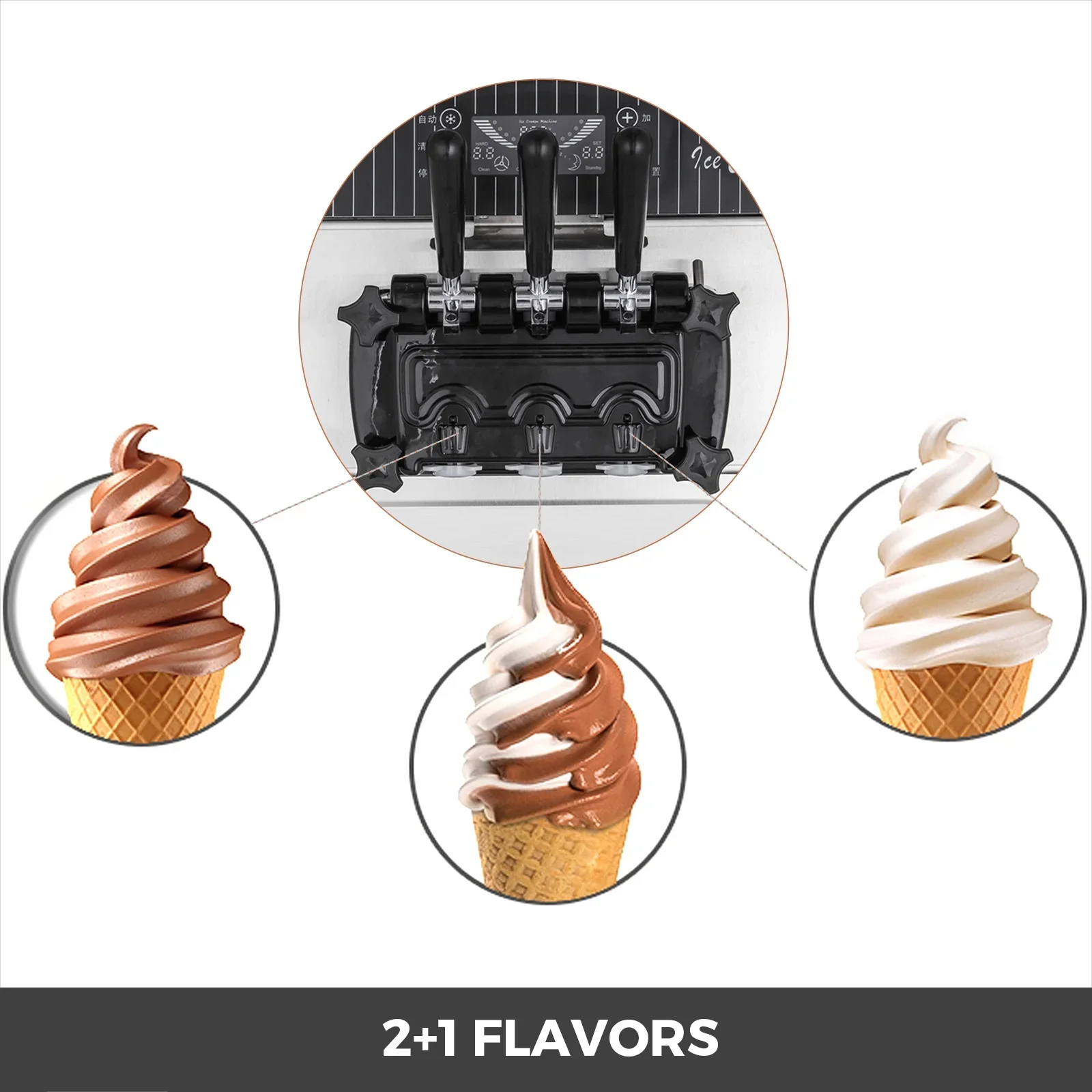 Commercial Ice Cream Machine Countertop - 3 Çeşitli Aromalı Tezgah Üstü Yumuşak
