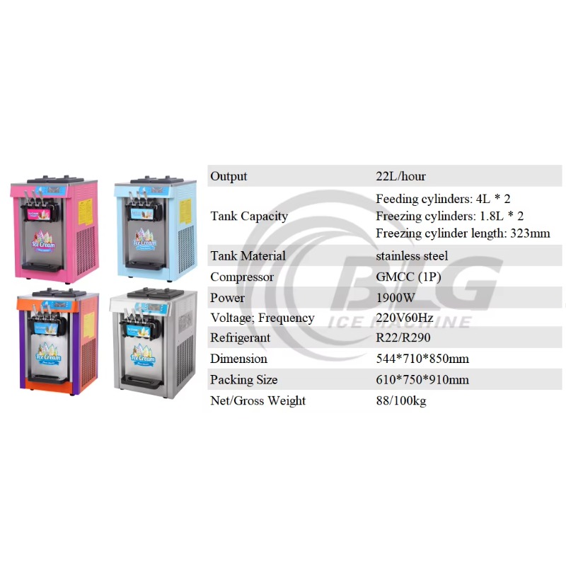 Ticari Otomatik Paslanmaz Çeli - Soft Serve Ice Cream Machine 3 Flavor incelemesi ve fiyatı