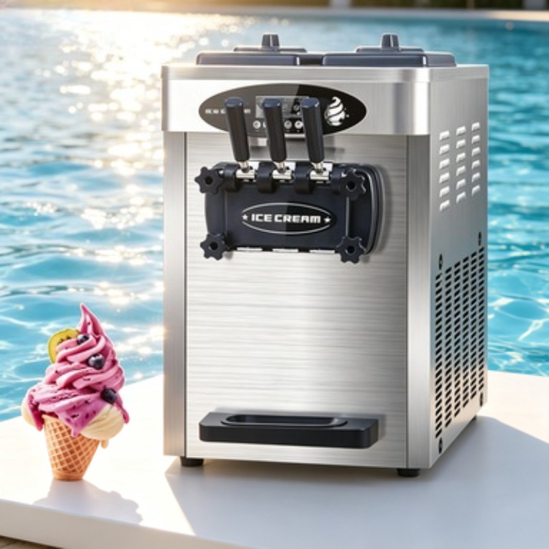 Paslanmaz Çelik Dondurma Makin - Soft Serve Ice Cream Machine 3 Flavor incelemesi ve fiyatı