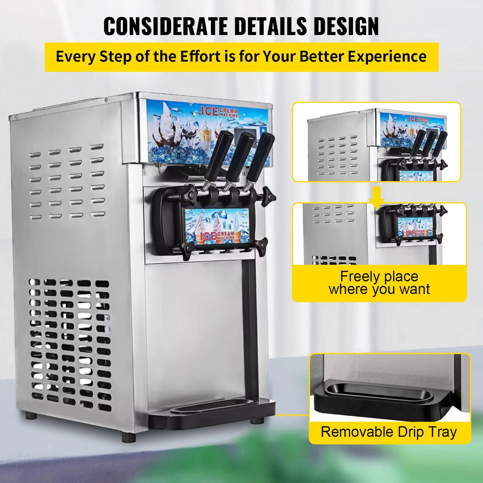 SIHAO Tezgah Üstü Ticari Tip Y - Soft Serve Ice Cream Machine 3 Flavor incelemesi ve fiyatı